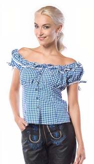 partychimp Blouse Liesl Dames Polyester Blauw/wit Mt L