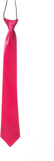 partychimp Carnaval verkleed accessoires stropdas zijdeglans - fuchsia roze - polyester - heren/dames