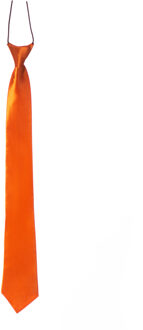 partychimp Carnaval verkleed accessoires stropdas zijdeglans - oranje - polyester - heren/dames