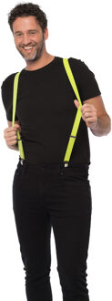 partychimp Carnaval verkleed bretels - neon geel - 3 cm breed - volwassenen/heren/dames