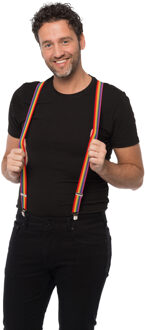 partychimp Carnaval verkleed bretels - regenboog kleuren - 3 cm breed - volwassenen/heren/dames