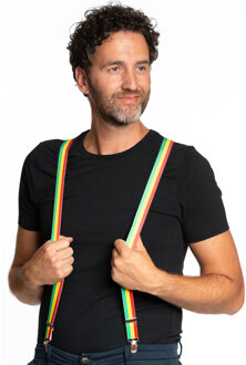 partychimp Carnaval verkleed bretels - rood/geel/groen Limburg - 3 cm breed - volwassenen/heren/dames