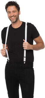 partychimp Carnaval verkleed bretels - wit - 3 cm breed - volwassenen/heren/dames