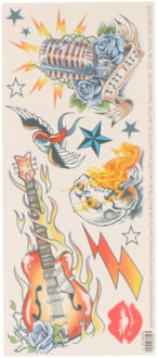 partychimp Carnaval verkleed nep tattoo set - rockster thema - volwassenen