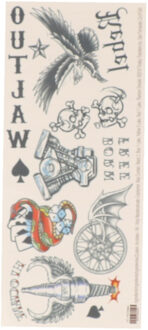 partychimp Carnaval verkleed nep tattoo set - stoere biker thema - volwassenen Zwart