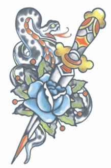 partychimp Carnaval verkleed nep tattoo - vintage dolk - getatoeerde armen - volwassenen