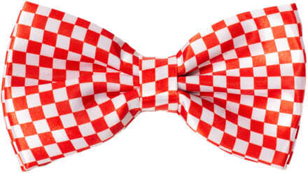 partychimp Carnaval verkleed vlinderstrikje Brabant - rood/wit - polyester - heren/dames