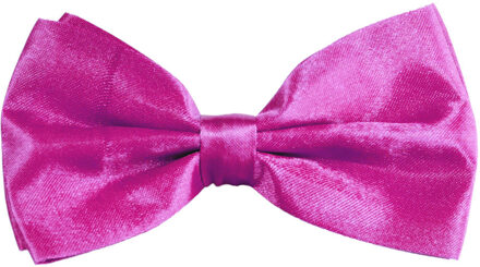 partychimp Carnaval verkleed vlinderstrikje zijdeglans - fuchsia roze - polyester - heren/dames