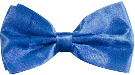 partychimp Carnaval verkleed vlinderstrikje zijdeglans - kobalt blauw - polyester - heren/dames