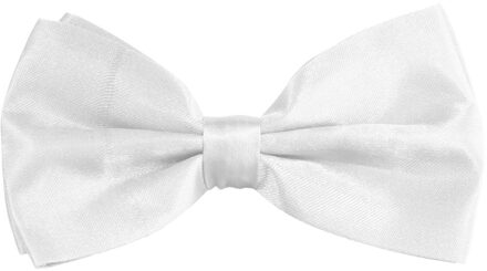 partychimp Carnaval verkleed vlinderstrikje zijdeglans - wit - polyester - heren/dames