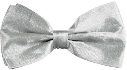 partychimp Carnaval verkleed vlinderstrikje zijdeglans - zilver - polyester - heren/dames