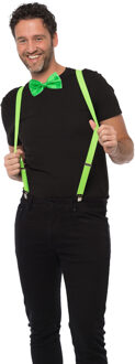 partychimp Carnaval verkleedset bretels en strik - groen - volwassenen/unisex - feestkleding accessoires