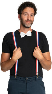 partychimp Carnaval verkleedset bretels en strik Holland - rood/wit/blauw - volwassenen/unisex - feestkleding