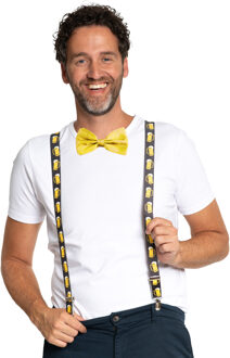 partychimp Carnaval verkleedset bretels en strik Oktoberfest - geel - volwassenen/unisex - feestkleding