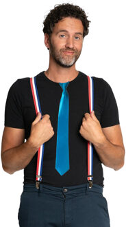 partychimp Carnaval verkleedset bretels en stropdas Holland - rood/wit/blauw - volwassenen - feestkleding