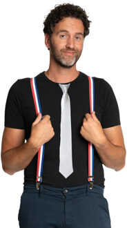partychimp Carnaval verkleedset bretels en stropdas Holland - rood/wit/blauw - volwassenen - feestkleding