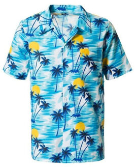 partychimp Carnavalskleding Hawaii verkleden |Hawaii kleding | Hawaii blouse voor mannen | Blauw | L-XL