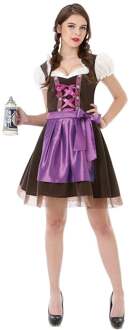 partychimp Dirndl Claudia Dames Polyester Bruin/paars Maat Xl