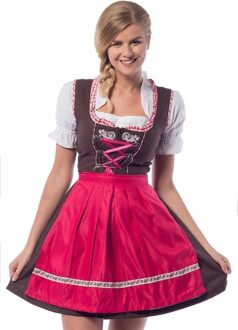 partychimp Dirndl Laura Dames Polyester Bruin/roze Maat S