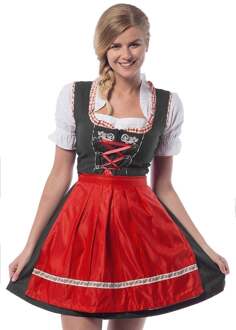 partychimp Dirndl Laura Dames Polyester Zwart/rood Maat S