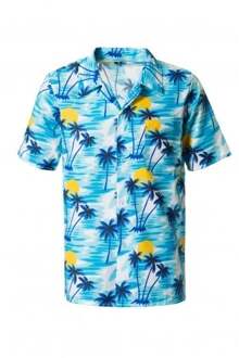 partychimp Hawaï-shirt Heren Polyester Blauw