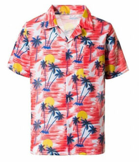 partychimp Hawaï-shirt Heren Polyester Rood Maat L/xl