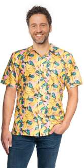 partychimp Tropical party Hawaii blouse heren - banaan - geel - carnaval/themafeest 52 (L)