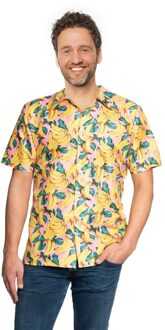 partychimp Tropical party Hawaii blouse heren - banaan - geel - carnaval/themafeest - Hawaii party 48 (S)