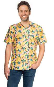 partychimp Tropical party Hawaii blouse heren - banaan - geel - carnaval/themafeest - Hawaii party 52 (L)