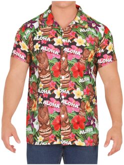 Partychimp Tropical party Hawaii blouse heren - bloemen - multi - carnaval/themafeest - Hawaii L