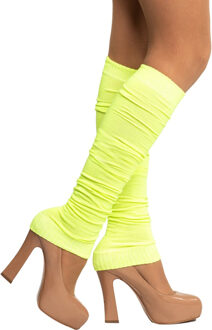 partychimp Verkleed beenwarmers - neon geel - one size - voor dames - Carnaval accessoires Fluor geel