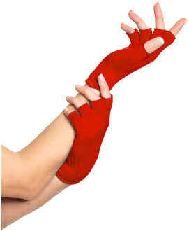 partychimp Verkleed handschoenen vingerloos - 80's / 90's party - rood - one size - volwassenen