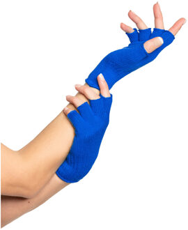 partychimp Verkleed handschoenen vingerloos - blauw - one size - voor volwassenen