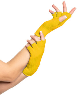 partychimp Verkleed handschoenen vingerloos - geel - one size - voor volwassenen