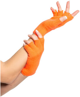 partychimp Verkleed handschoenen vingerloos - oranje - one size - voor volwassenen