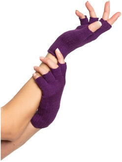 partychimp Verkleed handschoenen vingerloos - paars - one size - voor volwassenen