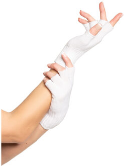 partychimp Verkleed handschoenen vingerloos - wit - one size - voor volwassenen
