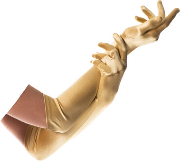 partychimp Verkleed handschoenen voor dames - goud - lang model - polyester - 40 cm Goudkleurig