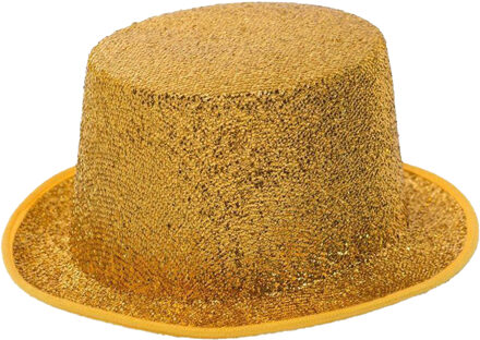 partychimp Verkleed hoed - glitter goud - volwassenen - carnaval - kleuren thema - feestkleding accessoires
