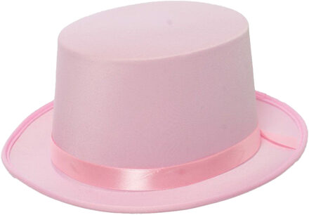partychimp Verkleed hoed - licht roze - volwassenen - carnaval - kleuren thema - feestkleding accessoires