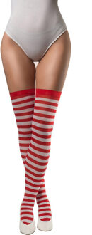partychimp Verkleed kniekousen - gestreept - rood/wit - one size - voor dames