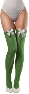 partychimp Verkleed kniekousen - groen met witte strikjes - one size - voor dames One size