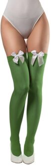 partychimp Verkleed kniekousen - groen met witte strikjes - one size - voor dames One size