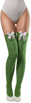 partychimp Verkleed kniekousen - groen met witte strikjes - one size - voor dames