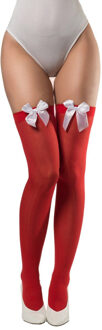 partychimp Verkleed kniekousen - rood met witte strikjes - one size - voor dames