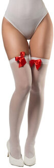 partychimp Verkleed kniekousen - wit met rode strikjes - one size - voor dames