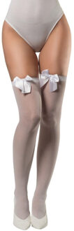 partychimp Verkleed kniekousen - wit met witte strikjes - one size - voor dames