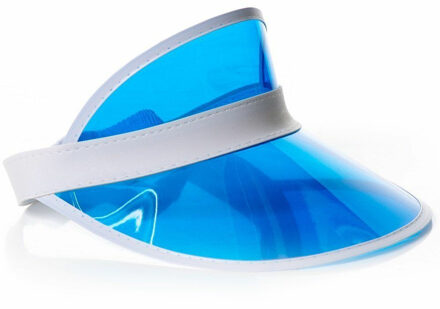 partychimp Verkleed zonneklep - transparant blauw - Jaren 80 - 80s verkleedaccessoires