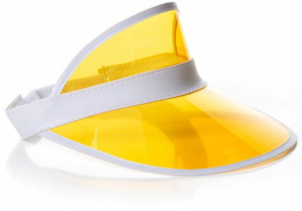 partychimp Verkleed zonneklep - transparant geel - Jaren 80 - 80s verkleedaccessoires