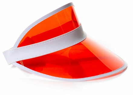 partychimp Verkleed zonneklep - transparant rood - Jaren 80 - 80s verkleedaccessoires
